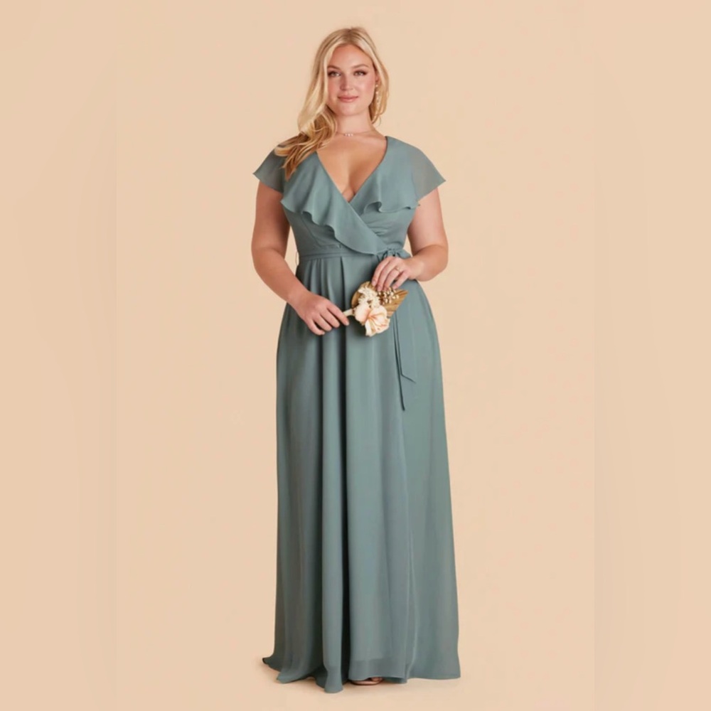 Birdy Grey Bridesmaid Dress - Jackson Chiffon - Color Sea Glass - Size 1X (18)